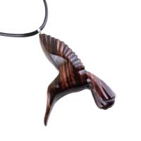 Hand Carved Wooden Hummingbird Pendant, Hummingbird Necklace, Wood Bird Jewelry Gift for Her