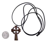 Celtic Cross Pendant, Hand Carved Wood Cross Necklace, Irish Mens Wooden Christian Jewelry, One of a Kind Gift for Him