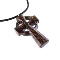 Celtic Cross Pendant, Hand Carved Wood Cross Necklace, Irish Mens Wooden Christian Jewelry, One of a Kind Gift for Him