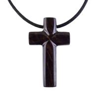 Wood Cross Necklace, Hand Carved Wooden Cross Pendant, Christian Jewelry for Men