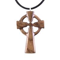 Celtic Cross Pendant, Hand Carved Wood Cross Necklace, Irish Mens Wooden Christian Jewelry, One of a Kind Gift for Him