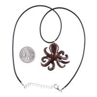 Hand Carved Octopus Necklace for Men Women, Wooden Squid Pendant, Nautical Wood Jewelry Gift