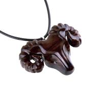 Ram Head Pendant Necklace, Hand Carved Wooden Sheep Jewelry, Handmade Aries Gift