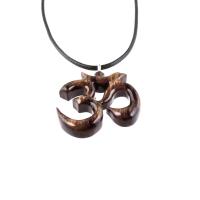 Om Necklace, Hand Carved Wooden Ohm Pendant, Namaste Aum Wood Yoga Jewelry for Men Women, Gift for Him Her