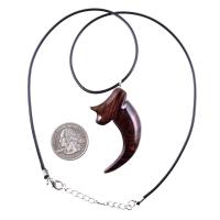 Wooden Bear Claw Pendant, Hand Carved Bear Claw Necklace, Mens Wood Pendant, Tribal Totem Jewelry, One of a Kind Gift for Him