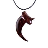 Wooden Bear Claw Pendant, Hand Carved Bear Claw Necklace, Mens Wood Pendant, Tribal Totem Jewelry, One of a Kind Gift for Him