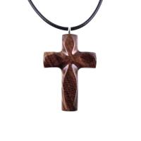 Handmade Wooden Cross Necklace for Men Women, Wood Cross Pendant, Hand Carved Christian Jewelry, One of a Kind Gift for Him Her