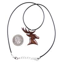 Deer Pendant, Hand Carved Wooden Stag Necklace, Buck Head Necklace, Spirit Animal Totem Gift for Him, Woodland Mens Jewelry