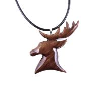 Deer Pendant, Hand Carved Wooden Stag Necklace, Buck Head Necklace, Spirit Animal Totem Gift for Him, Woodland Mens Jewelry