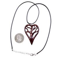 Hand Carved Tree of Life Necklace, Wooden Heart Pendant, One of a Kind 5th Anniversary Wood Jewelry Gift for Women