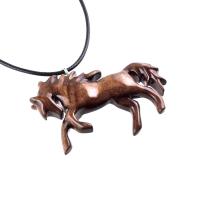 Wooden Horse Necklace, Hand Carved Horse Pendant, Wood Animal Necklace, Equestrian Jewelry for Men or Women