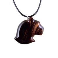 Jaguar Head Pendant, Hand Carved Panther Necklace, Wooden Cougar Necklace, Spirit Animal Totem Wood Jewelry