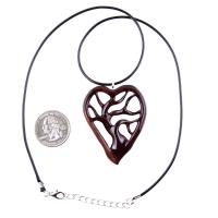 Wooden Tree of Life Pendant, Hand Carved Wood Heart Necklace, 5th Anniversary Gift for Her, Handmade One of a Kind Wood Jewelry