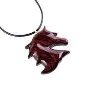 Hand Carved Horse Necklace, Wooden Horse Head Pendant, Equestrian Wood Jewelry for Men Women, Gift for Him Her