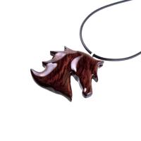 Hand Carved Horse Necklace, Wooden Horse Head Pendant, Equestrian Wood Jewelry for Men Women, Gift for Him Her