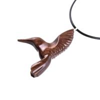 Hummingbird Pendant, Hand Carved Wooden Bird Necklace, One of a Kind Gift for Her, Handmade Wood Jewelry