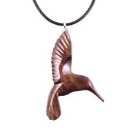 Hummingbird Pendant, Hand Carved Wooden Bird Necklace, One of a Kind Gift for Her, Handmade Wood Jewelry