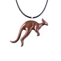 Kangaroo Necklace, Wooden Kangaroo Pendant, Hand Carved Wood Necklace, Totem Spirit Animal Jewelry, Gift for Him Her