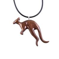 Kangaroo Necklace, Wooden Kangaroo Pendant, Hand Carved Wood Necklace, Totem Spirit Animal Jewelry, Gift for Him Her