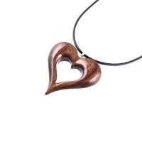 Wood Heart Necklace, Wooden Heart Pendant, Hand Carved 5th Anniversary Gift for Her, One of a Kind Handmade Jewelry