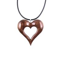 Wood Heart Necklace, Wooden Heart Pendant, Hand Carved 5th Anniversary Gift for Her, One of a Kind Handmade Jewelry