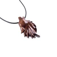 Wooden Wolf Head Pendant, Hand Carved Animal Necklace, Handmade Wood Jewelry