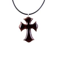 Wooden Cross Necklace, Wood Cross Pendant, Hand Carved Mens Christian Jewelry, One of a Kind Gift for Him