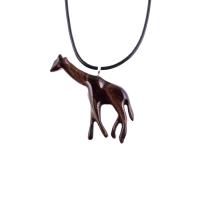 Hand Carved Wooden Giraffe Pendant, African Animal Necklace, Wildlife Wood Jewelry for Men Women, Gift for Him Her