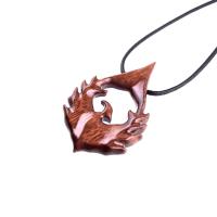 Hand Carved Wooden Phoenix Pendant Necklace, Fantasy Firebird Inspirational Wood Jewelry Gift for Him Her