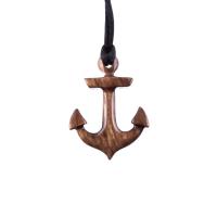 Wooden Anchor Necklace Pendant for Men, Handmade Nautical Wood Jewelry