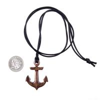 Wooden Anchor Necklace Pendant for Men, Handmade Nautical Wood Jewelry