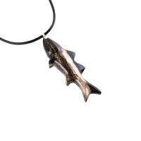 Striped Bass Pendant, Hand Carved Fish Necklace, Wooden Fishermen Jewelry, Mens Wood Necklace, One of a Kind Gift for Him