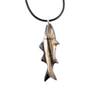 Striped Bass Pendant, Hand Carved Fish Necklace, Wooden Fishermen Jewelry, Mens Wood Necklace, One of a Kind Gift for Him