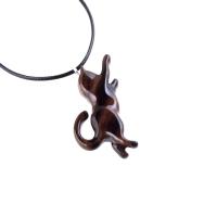 Cat Necklace, Hand Carved Wooden Kitten Pendant, Wood Animal Necklace, Handmade Cat Jewelry, One of a Kind Gift