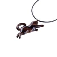 Cat Necklace, Hand Carved Wooden Kitten Pendant, Wood Animal Necklace, Handmade Cat Jewelry, One of a Kind Gift