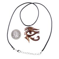 Eye of Horus Pendant, Hand Carved Wooden Eye of Ra Necklace, Egyptian African Wood Jewelry for Men or Women, Gift for Him Her