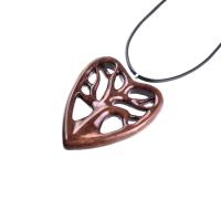 Wooden Heart Pendant, Hand Carved Tree of Life Necklace, Handmade Wood Jewelry, One of a Kind 5th Anniversary Gift for Her