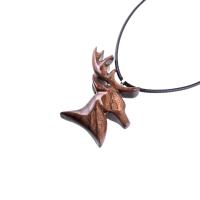 Stag Necklace, Hand Carved Wooden Deer Head Pendant, Buck Necklace, Mens Jewelry, Spirit Animal Totem Woodland Gift for Him