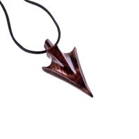 Hand Carved Wooden Arrowhead Necklace, Arrow Pendant, Mens Wood Necklace, Tribal Handmade Jewelry, Gift for Him