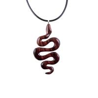 Snake Necklace for Men or Women, Hand Carved Wooden Snake Pendant, Wood Serpent Necklace, Totem Reptile Jewelry