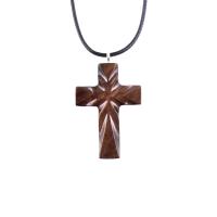 Wood Cross Necklace, Wooden Cross Pendant, Hand Carved Christian Jewelry, One of a Kind Gift for Him Her