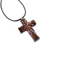 Wood Cross Necklace, Wooden Cross Pendant, Hand Carved Christian Jewelry, One of a Kind Gift for Him Her