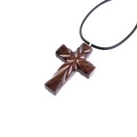 Wood Cross Necklace, Wooden Cross Pendant, Hand Carved Christian Jewelry, One of a Kind Gift for Him Her