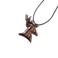 Hand Carved Stag Necklace, Wooden Deer Pendant, Buck Head Necklace, Spirit Animal Totem Gift for Him, Woodland Mens Jewelry