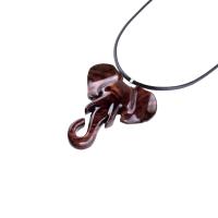 Elephant Necklace, Wooden Elephant Pendant for Men or Women, Hand Carved Spiritual Animal Necklace, Wood Jewelry for Men Women