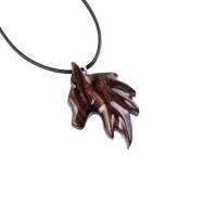 Fox Necklace for Men Women, Hand Carved Wooden Animal Pendant, Vixen Totem One-of-a-Kind Wood Jewelry