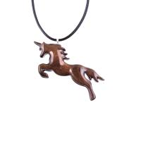 Unicorn Pendant, Hand Carved Wooden Fantasy Animal Necklace, Wood Jewelry, One of a Kind Gift for Him Her