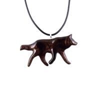 Hand Carved Wooden Wolf Necklace Pendant, Wood Animal TotemJewelry, One-of-a-Kind Handmade Gift