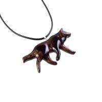 Hand Carved Wooden Wolf Necklace Pendant, Wood Animal TotemJewelry, One-of-a-Kind Handmade Gift