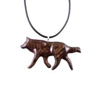 Hand Carved Wooden Wolf Necklace Pendant, Wood Animal TotemJewelry, One-of-a-Kind Handmade Gift